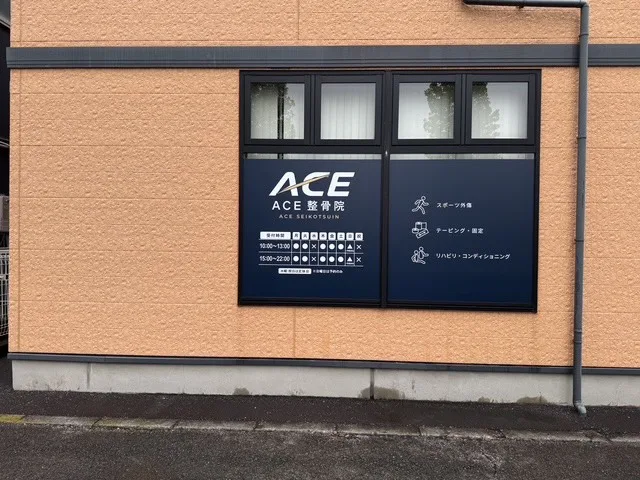 建物側面にあるACE整骨院の看板
